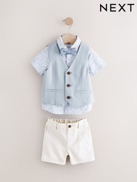 Mavi - Waistcoat Shirt Shorts And Bow Tie Set (3mths-9yrs) (E51031) | ₺1.406 - ₺ 1,628