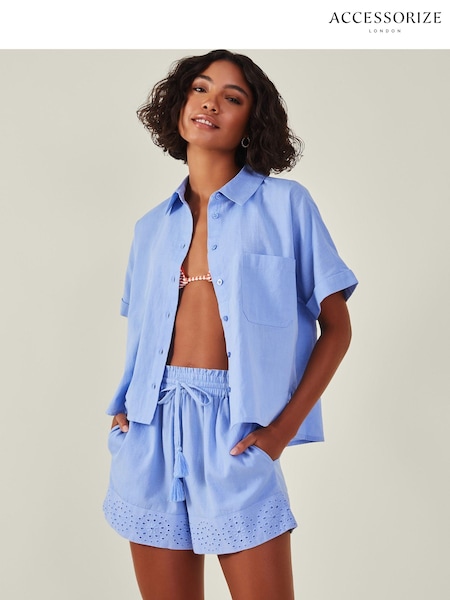 Blau - Accessorize Strandhemd aus Baumwolle/Leinen Mix (E51063) | 37 €