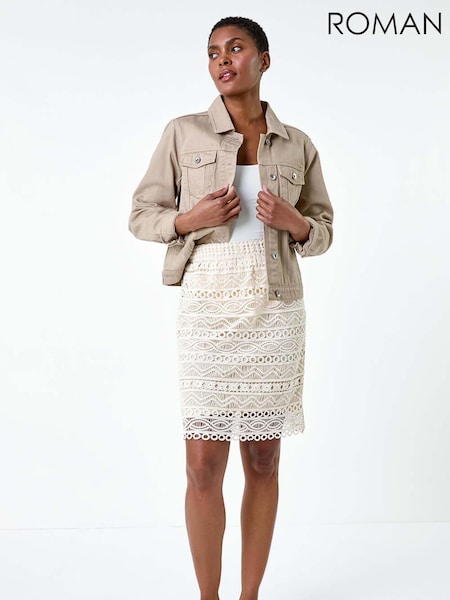 Roman Natural 100% Cotton Crochet Overlay Skirt (E51187) | 86 QAR