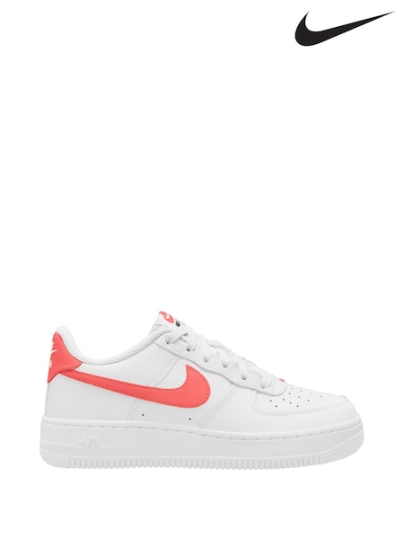 Nike White/Coral Air Force 1 Youth Trainers (E51240) | €106