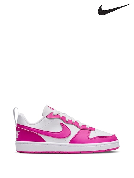 Nike White/Fuschia Pink Youth Court Borough Low Recraft Trainers (E51241) | €71