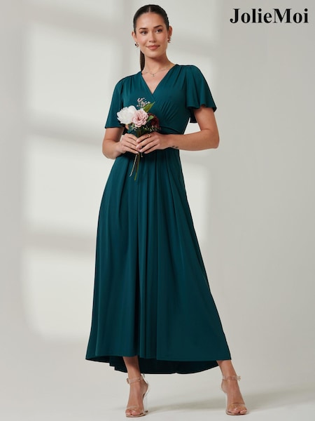 Jolie Moi Green Wrap Bodice Super Smooth Jersey Maxi Dress (E51261) | €104