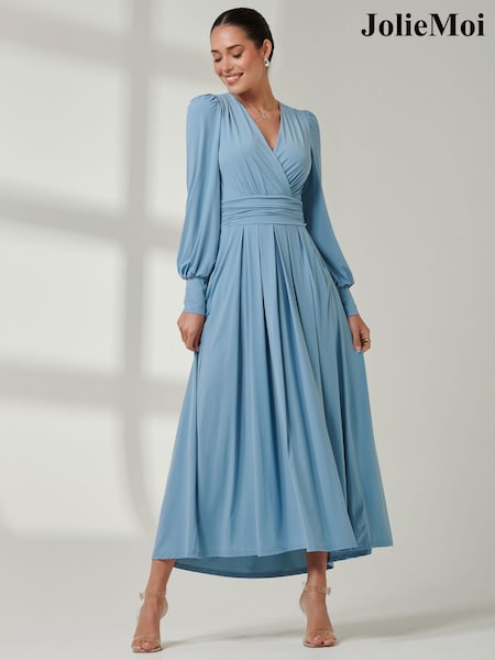 Синий - Jolie Moi Wrap Bodice Super Smooth Jersey Maxi Dress (E51268) | €126
