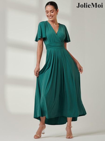 أزرق متوسط - Jolie Moi Angel Sleeve Super Smooth Jersey Maxi Dress (E51274) | ‏43 ر.ع.‏