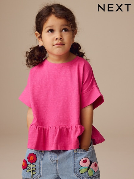 Pink Short Sleeve Peplum 100% Cotton T-Shirt (3mths-7yrs) (E51287) | EGP210 - EGP330