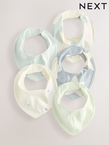 Green Star Print Baby Bibs 5 Pack (E51301) | R$ 110