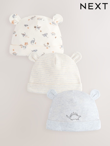 Grå dinosaur - Baby Beanie Hats 3 Pack (0-18mths) (E51305) | kr117
