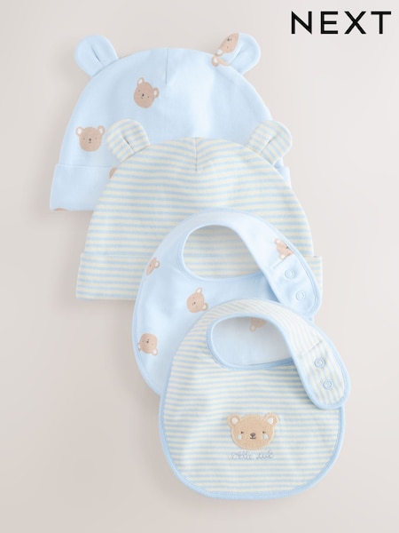 Mavi Ayı - Baby Beanie and Bibs 4 Piece Set (0-18mths) (E51306) | ₺370
