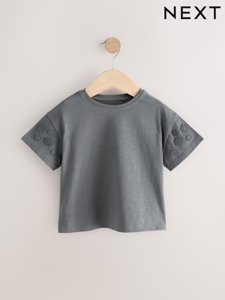 Charcoal Grey 100% Cotton Daisy Short Sleeve T-Shirt (3mths-7yrs) (E51318) | 165 UAH - 247 UAH