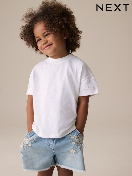 Cream Daisy Short Sleeve 100% Cotton T-Shirt (3mths-7yrs) (E51319) | EGP240 - EGP360