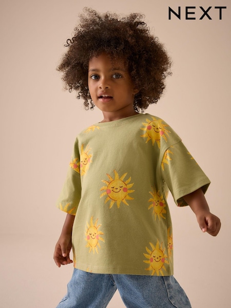 Green Sun Character Girls Short Sleeve 100% Cotton T-Shirt (3mths-7yrs) (E51320) | kr84 - kr117