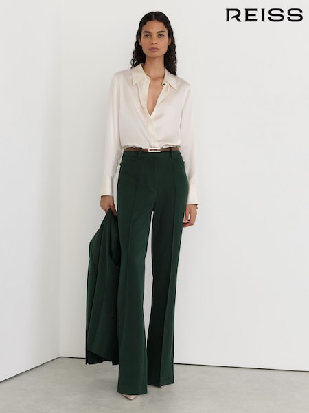 Green - Reiss Gabi Flared Suit Trousers