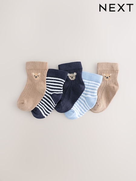 Blau/Bär - Baby Socks 5 Pack (0mths-2yrs) (E51341) | 9 €