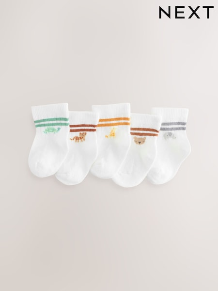 Weiß gestreift - Baby Socks 5 Pack (0mths-2yrs) (E51345) | 9 €