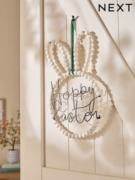 Natural Wooden Bunny Hanging Decoration (E51352) | $22