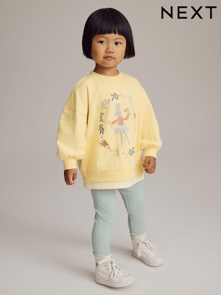 Żółty z motywem króliczka - Long Sleeve Top And Leggings Set (3mths-7yrs) (E51358) | 80 zł - 105 zł