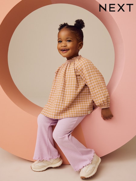 Pink Gingham Long Sleeve Top and Flare Leggings Set (3mths-7yrs) (E51359) | AED61 - AED81