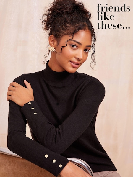 Friends Like These Black Roll Neck Jumper (E51387) | $34