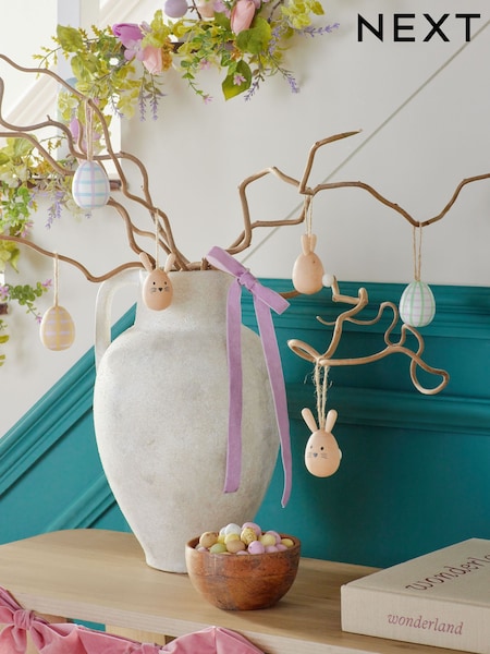 Set of 6 Multi Easter Egg And Bunny Hanging Decorations (E51399) | $15