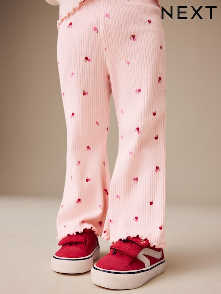 Pink Cherry Hearts Rib Flare Leggings (3mths-7yrs) (E51420) | kr84 - kr117