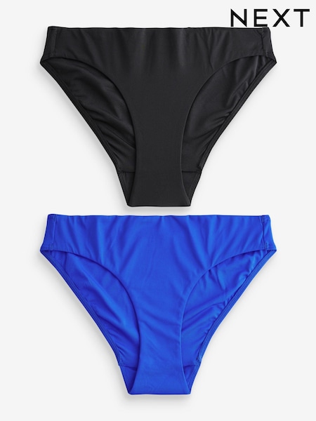 Blue/Black High Leg Bikini Bottoms 2 Pack (E51575) | $39