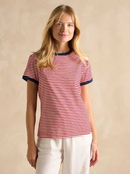 Joules Erin Red Short Sleeve Striped T-Shirt (E51638) | $44