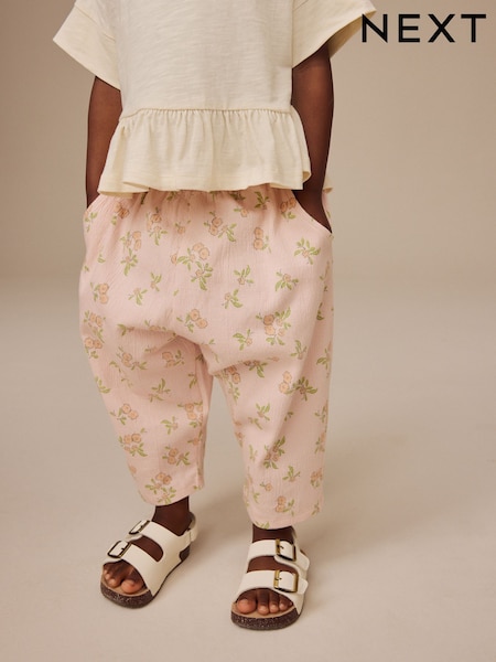 Pink Ditsy Floral Textured Barrel Leg Trousers (3mths-7yrs) (E51653) | CA$20 - CA$25