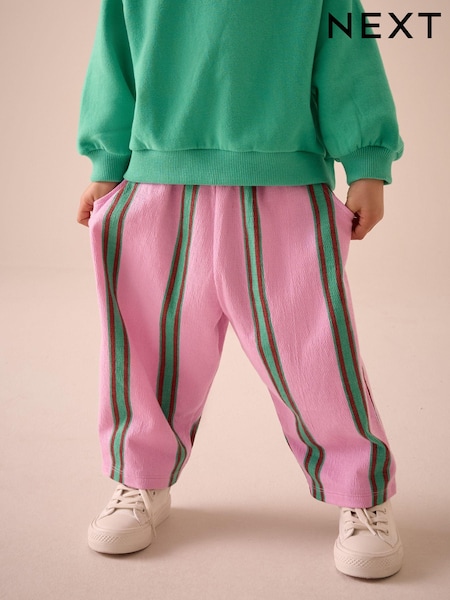 Pink/Green Stripe Textured Barrel Leg Trousers (3mths-7yrs) (E51660) | €10 - €13