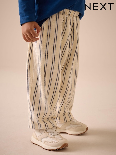 פסים בצבע שמנת/כחול כהה - Textured Wide Leg Trousers (3mths-7yrs) (E51664) | ‏29‏₪ - ‏38‏ ₪