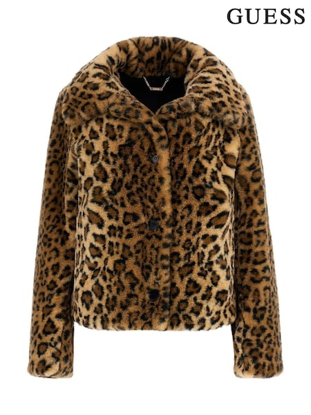 Guess Leopard Print Cecile Faux Fur Jacket (E51833) | €79