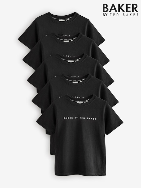 Negro - Baker by Ted Baker 100% Cotton T-Shirts 5 Pack (E51846) | 57 € - 67 €