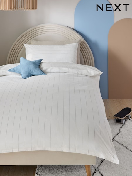 Stripe Supersoft 100% Cotton Percale 200 Thread Count Duvet Cover and Pillow Case Set (E51992) | OMR13 - OMR19