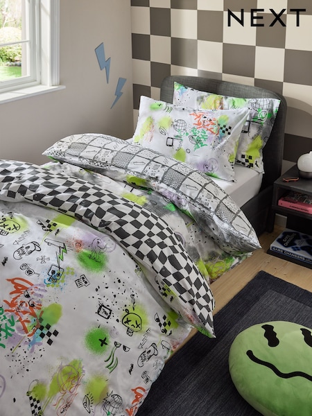 2 Pack Neon Graffiti Duvet Cover and Pillowcases Set (E52001) | $51 - $71