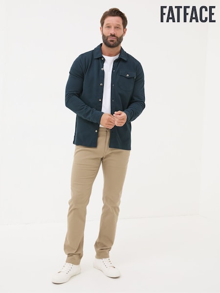 FatFace Navy Blue Long Sleeve Pique Shirt (E52005) | ₪199