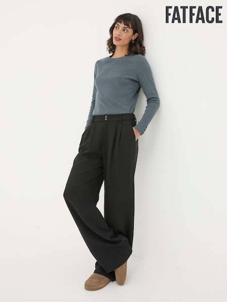 FatFace Black Ginger Wide Leg Drape Trousers (E52035) | €52.50