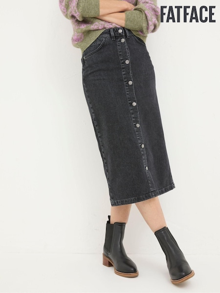 FatFace Darna Black Denim Midi Skirt (E52056) | €42