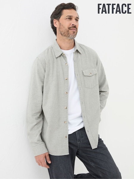 FatFace Grey Long Sleeve Grantham Grid Check 100% Cotton Shirt (E52084) | €39.50