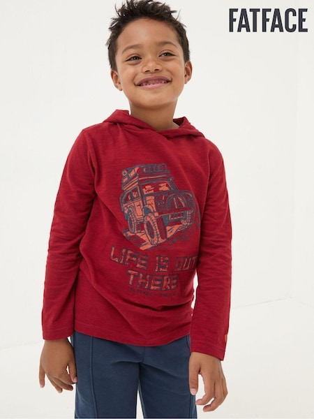 FatFace Red Hooded Graphic Long-Sleeve T-Shirt (E52088) | €10.50