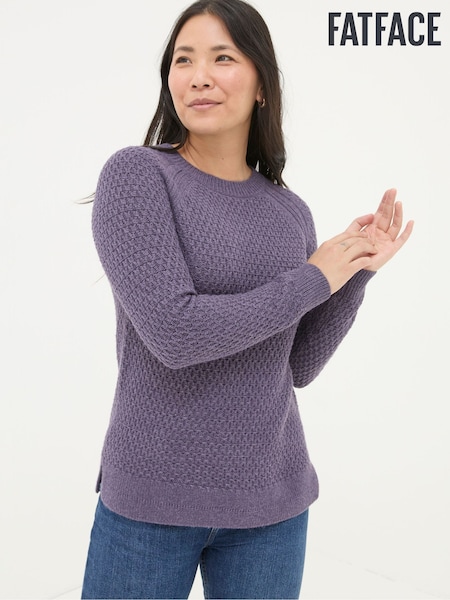 FatFace Ella Dark Purple Textured Jumper (E52089) | €36.50