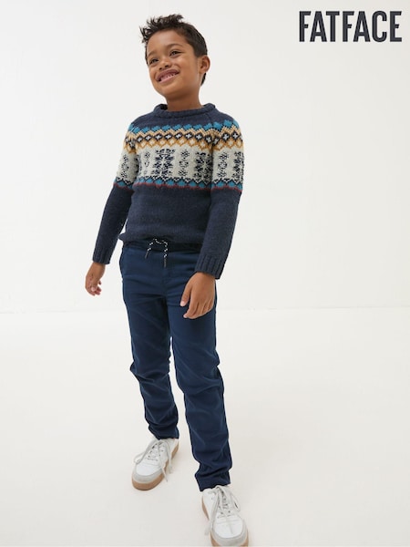 FatFace Sam Navy Blue Smart Pull-On Trousers (E52093) | €18