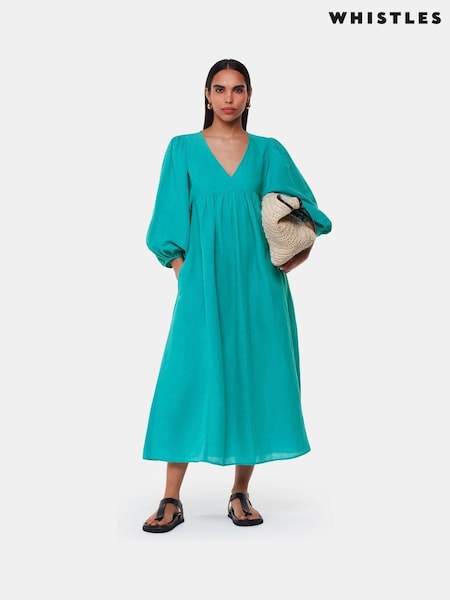Whistles Blue Gloria Linen Blend Dress (E52295) | €89
