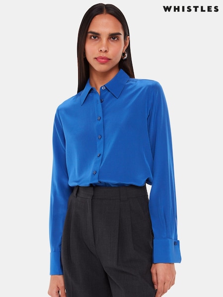 Whistles Blue Ultimate Silk Shirt (E52298) | €244