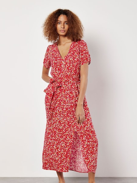 Apricot Red Texture Zebra Print Tie Dress (E52303) | €50