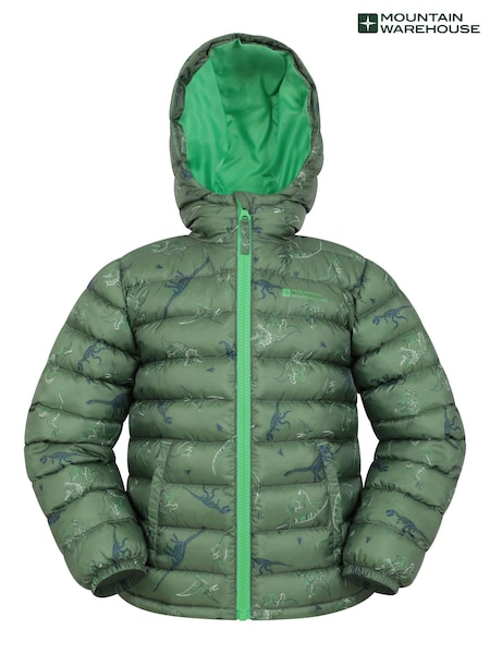 Mountain Warehouse Dark Green Seasons Kids Printed Water-Resistant Padded Jacket (E52324) | kr457