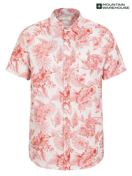 Mountain Warehouse Orange 100% Cotton Tropical Printed Mens Short Sleeved Shirt (E52351) | €34