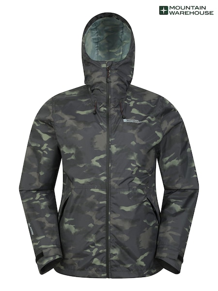 Mountain Warehouse Green Mens Swerve Waterproof Printed Windbreaker (E52360) | €33