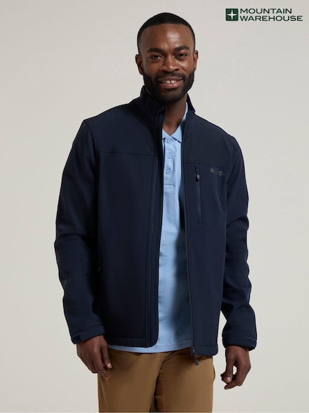 Mountain Warehouse Blue Mens Grasmere Showerproof Softshell Coats (E52413) | €74