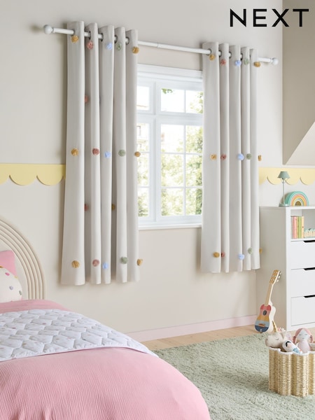 Scandi Pom Eyelet Blackout Curtains (E52417) | €64 - €106