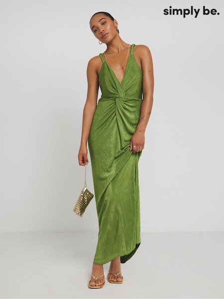 Simply Be Green Slinky Knot Detail Dress (E52425) | 104 QAR