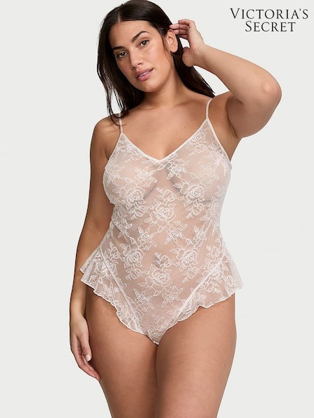 Victoria's Secret Coconut White Rose Lace Bodysuit (E52436) | €27